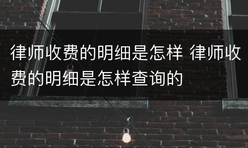 律师收费的明细是怎样 律师收费的明细是怎样查询的
