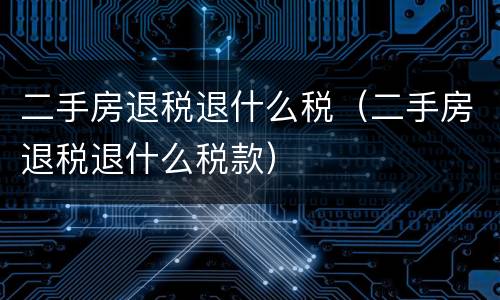 二手房退税退什么税（二手房退税退什么税款）