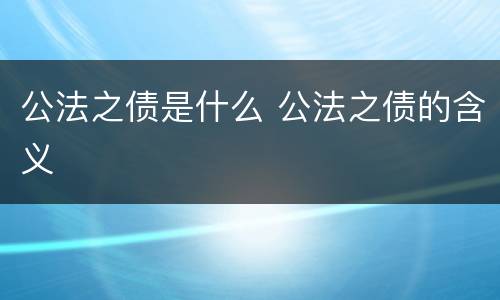 公法之债是什么 公法之债的含义