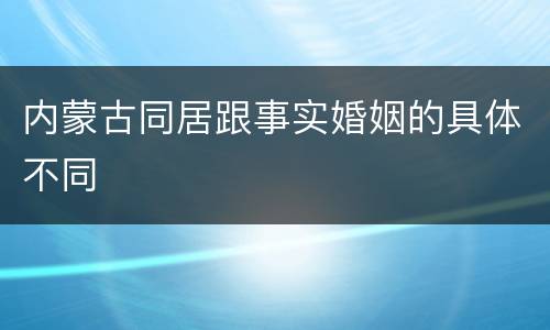 内蒙古同居跟事实婚姻的具体不同