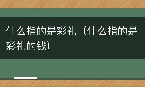 什么指的是彩礼（什么指的是彩礼的钱）