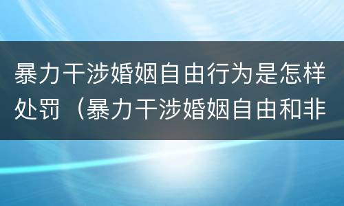 暴力干涉婚姻自由行为是怎样处罚（暴力干涉婚姻自由和非法拘禁）
