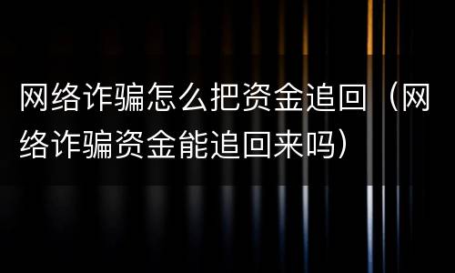 网络诈骗怎么把资金追回（网络诈骗资金能追回来吗）