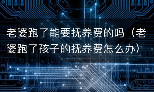 老婆跑了能要抚养费的吗（老婆跑了孩子的抚养费怎么办）