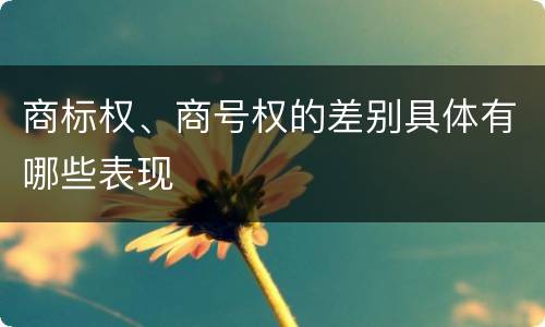 商标权、商号权的差别具体有哪些表现