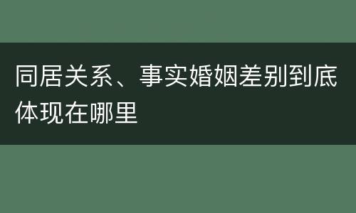 同居关系、事实婚姻差别到底体现在哪里