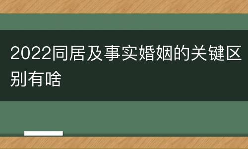 2022同居及事实婚姻的关键区别有啥