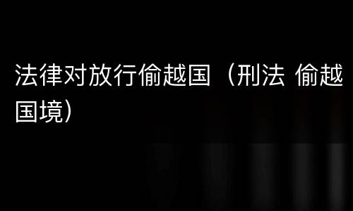 法律对放行偷越国（刑法 偷越国境）