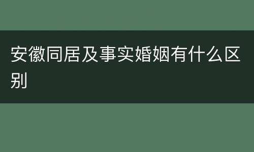 安徽同居及事实婚姻有什么区别