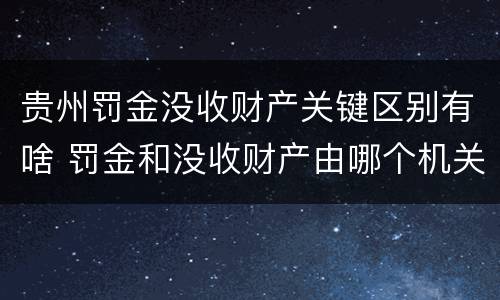贵州罚金没收财产关键区别有啥 罚金和没收财产由哪个机关执行