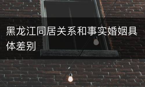 黑龙江同居关系和事实婚姻具体差别