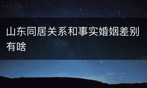 山东同居关系和事实婚姻差别有啥