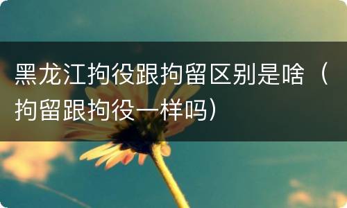黑龙江拘役跟拘留区别是啥（拘留跟拘役一样吗）