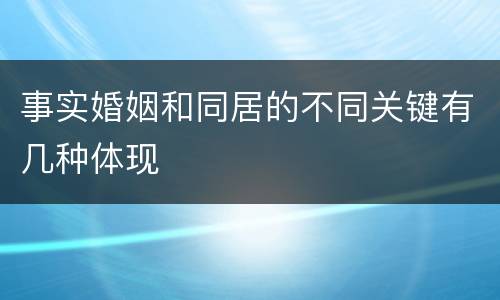 事实婚姻和同居的不同关键有几种体现