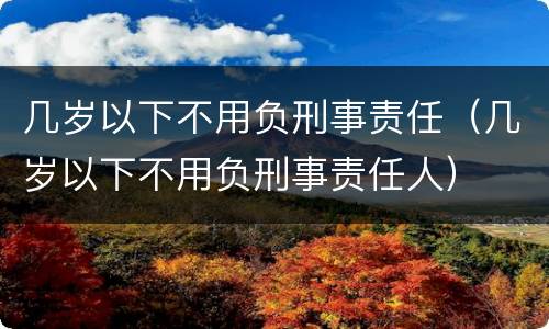 几岁以下不用负刑事责任（几岁以下不用负刑事责任人）