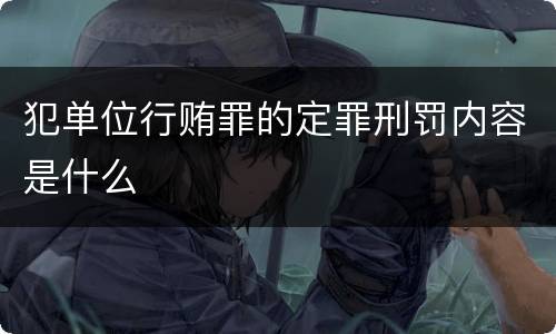 犯单位行贿罪的定罪刑罚内容是什么