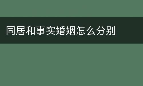 同居和事实婚姻怎么分别