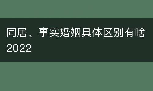 同居、事实婚姻具体区别有啥2022