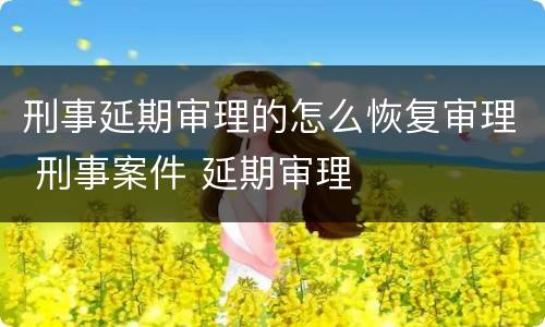 刑事延期审理的怎么恢复审理 刑事案件 延期审理