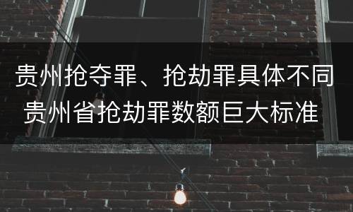 贵州抢夺罪、抢劫罪具体不同 贵州省抢劫罪数额巨大标准