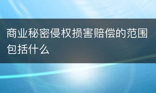 商业秘密侵权损害赔偿的范围包括什么