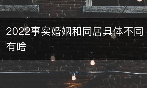 2022事实婚姻和同居具体不同有啥