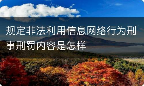 规定非法利用信息网络行为刑事刑罚内容是怎样