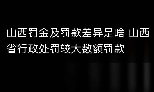 山西罚金及罚款差异是啥 山西省行政处罚较大数额罚款