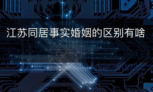 江苏同居事实婚姻的区别有啥