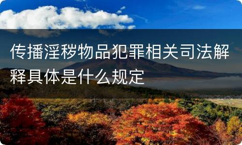 传播淫秽物品犯罪相关司法解释具体是什么规定