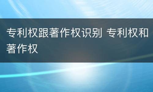 专利权跟著作权识别 专利权和著作权