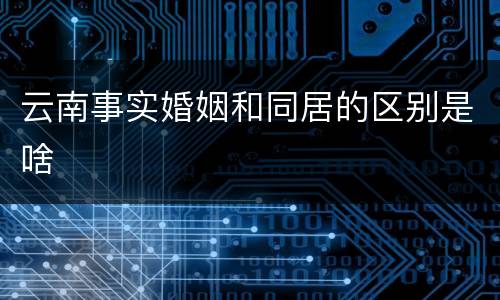 云南事实婚姻和同居的区别是啥
