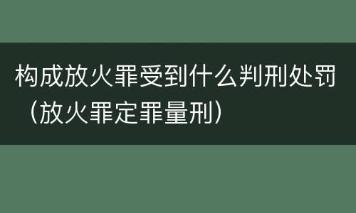 构成放火罪受到什么判刑处罚（放火罪定罪量刑）