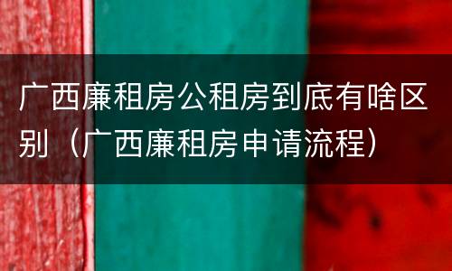 广西廉租房公租房到底有啥区别（广西廉租房申请流程）