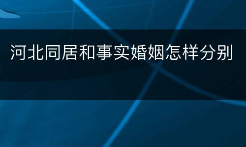 河北同居和事实婚姻怎样分别