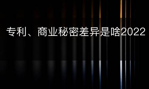 专利、商业秘密差异是啥2022