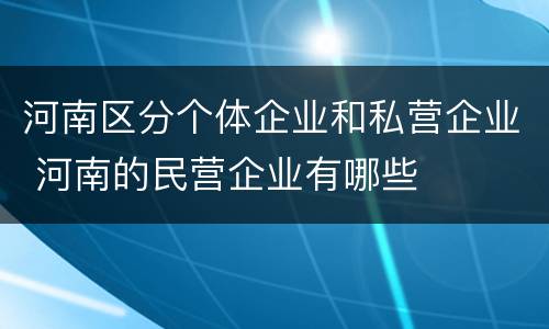 河南区分个体企业和私营企业 河南的民营企业有哪些