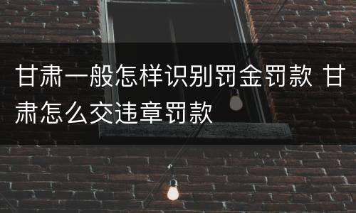 甘肃一般怎样识别罚金罚款 甘肃怎么交违章罚款