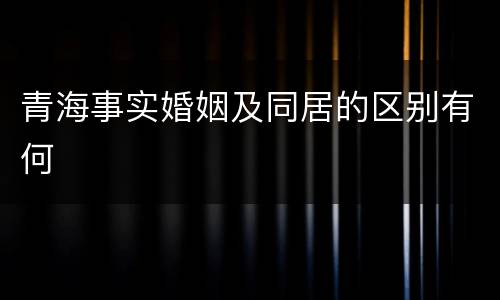 青海事实婚姻及同居的区别有何