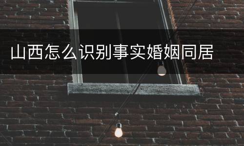 山西怎么识别事实婚姻同居