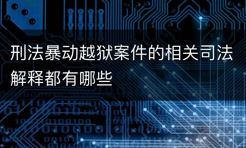 刑法暴动越狱案件的相关司法解释都有哪些
