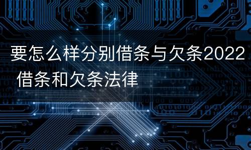 要怎么样分别借条与欠条2022 借条和欠条法律