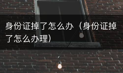 身份证掉了怎么办（身份证掉了怎么办理）