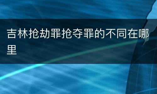 吉林抢劫罪抢夺罪的不同在哪里