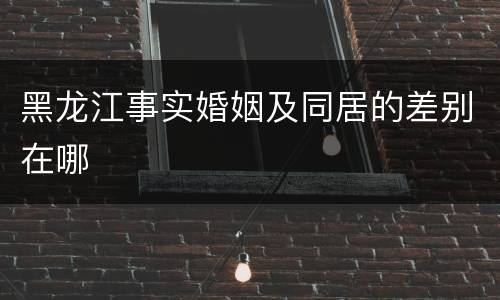 黑龙江事实婚姻及同居的差别在哪