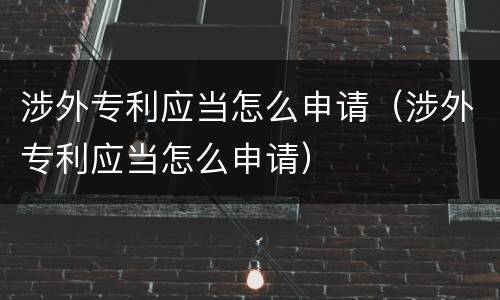 涉外专利应当怎么申请（涉外专利应当怎么申请）