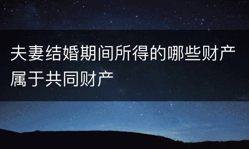 夫妻结婚期间所得的哪些财产属于共同财产