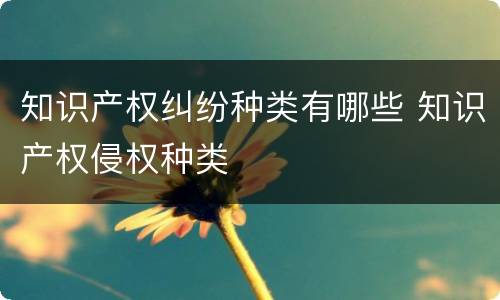 知识产权纠纷种类有哪些 知识产权侵权种类
