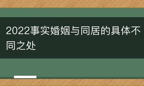 2022事实婚姻与同居的具体不同之处