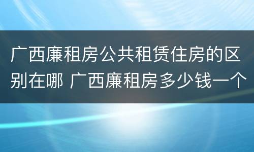 广西廉租房公共租赁住房的区别在哪 广西廉租房多少钱一个月